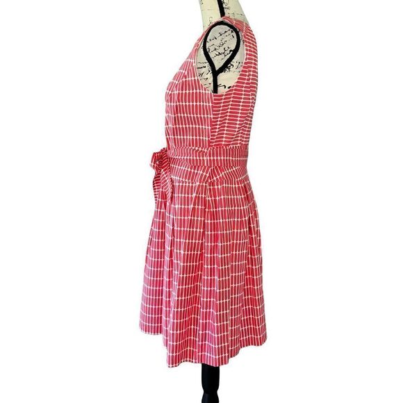 NWT Amanda Lane coral & white sleeveless flare dress 8 - Picture 3 of 7